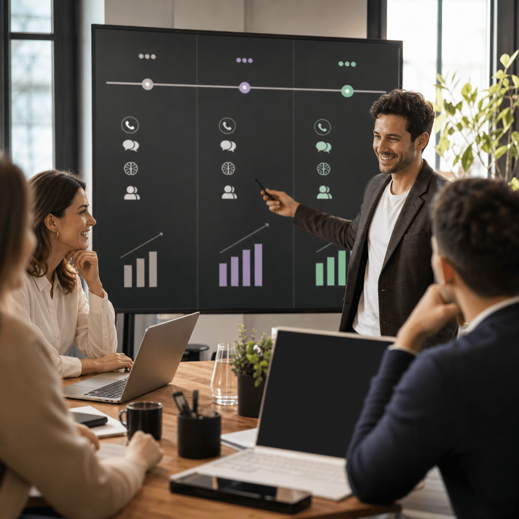 Tableau comparatif visuel des 3 paliers avec colonnes: prix, volume d'appels, fonctionnalités incluses, CA récupérable estimé